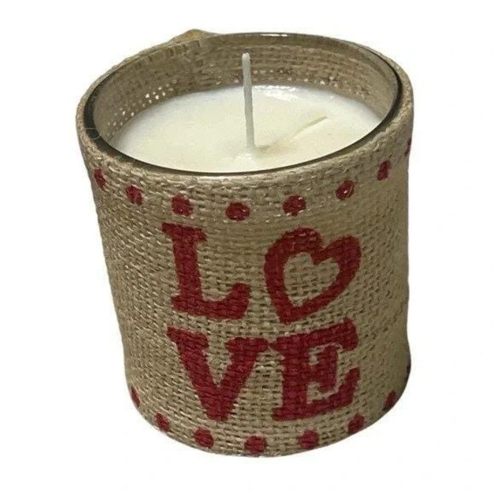Handmade Bamboo Scented Candle in Burlap Wrapped Glass for Romantic Decor E97